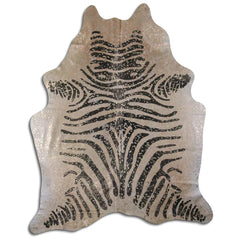 Cowhide Rug Black Zebra with Gold Metallic Medium