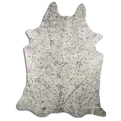 Cowhide Rug Rainbow Metallic on White Large