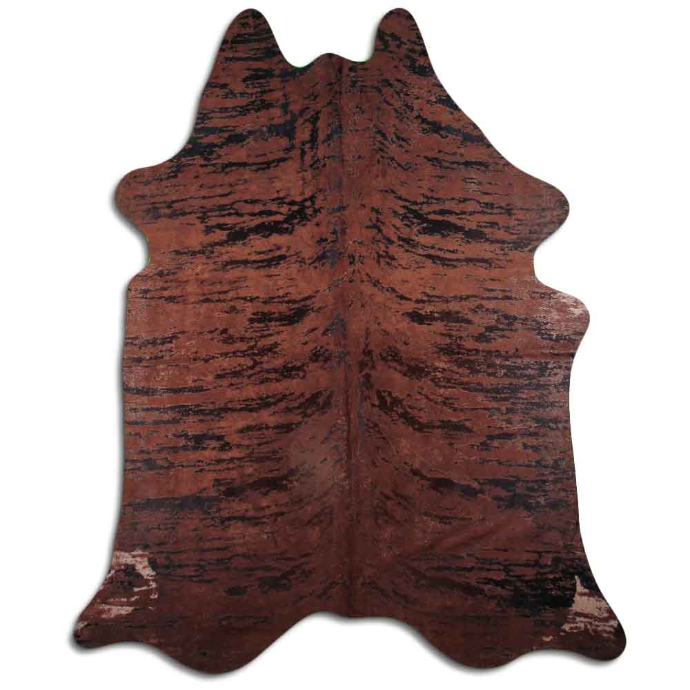 Cowhide Rug Distressed Snake Brown Large