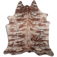 Cowhide Rug Distressed Croc Brown Medium