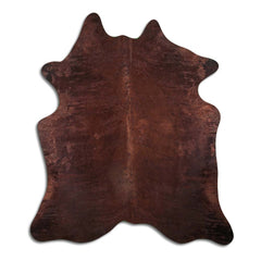 Cowhide Rug Distressed Floral Brown Medium