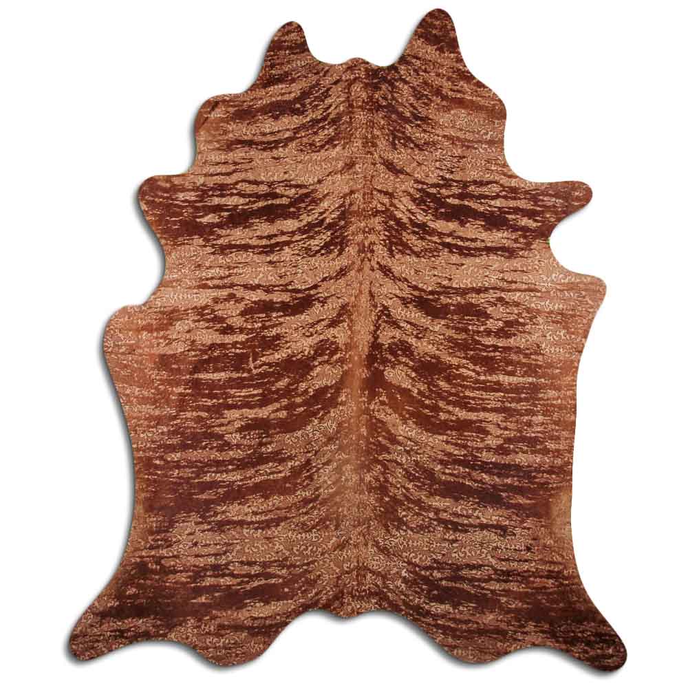 Cowhide Rug Distressed Floral Tan Large