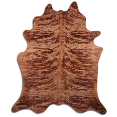Cowhide Rug Distressed Floral Tan Large