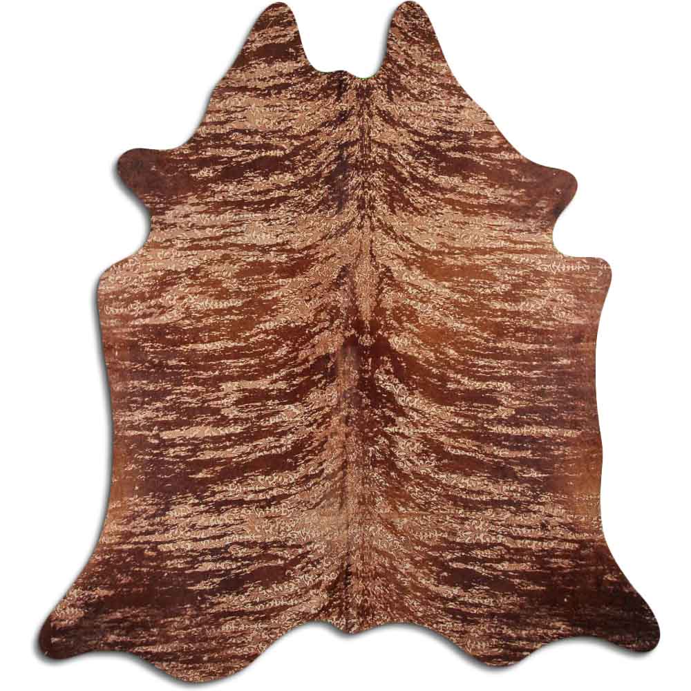 Cowhide Rug Distressed Floral Tan Large