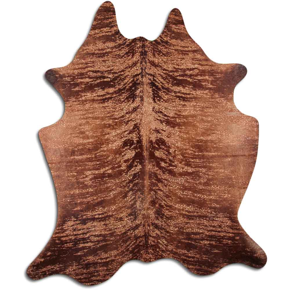 Cowhide Rug Distressed Floral Tan Large