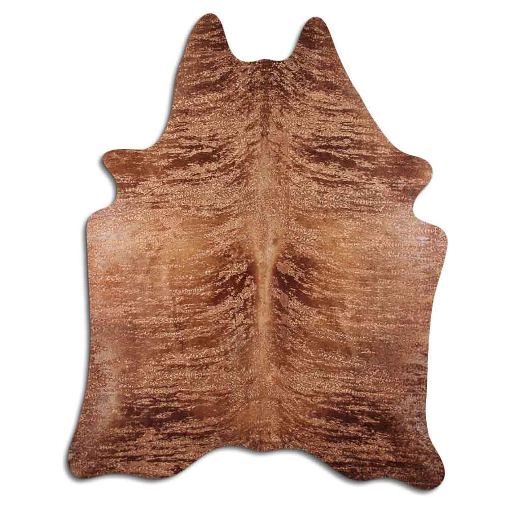 Cowhide Rug Distressed Floral Tan Large