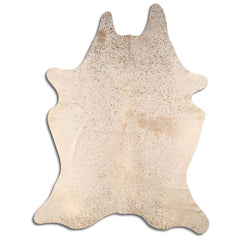 Cowhide Rug Gold Metallic on Beige Medium