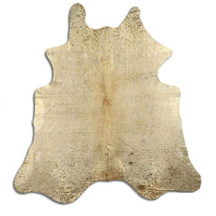 Cowhide Rug Gold Metallic on Beige Medium