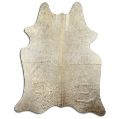 Cowhide Rug Gold Metallic on Beige Medium