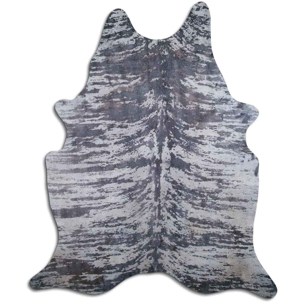 Cowhide Rug Distressed Snake Grey Medium