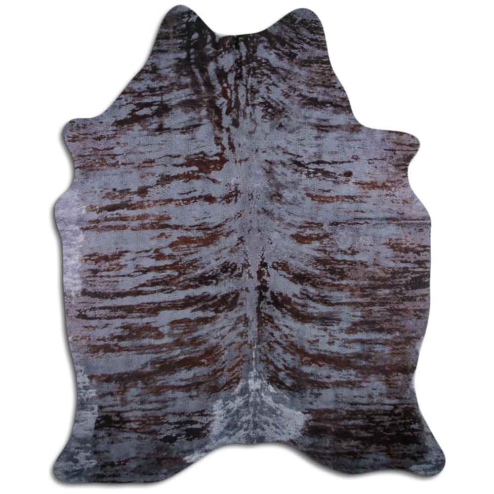 Cowhide Rug Distressed Snake Grey Large