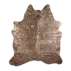 Cowhide Rug Gold Metallic on Brown Medium