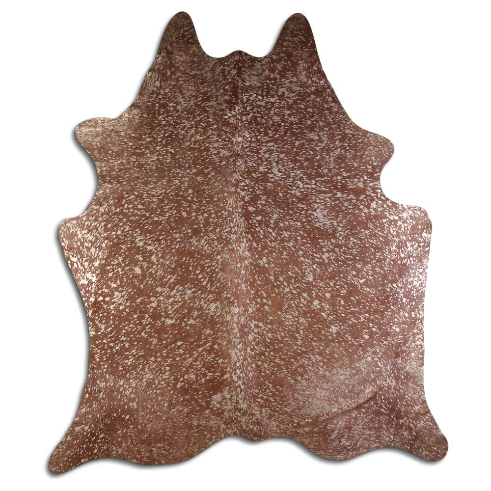Cowhide Rug Gold Metallic on Brown Large