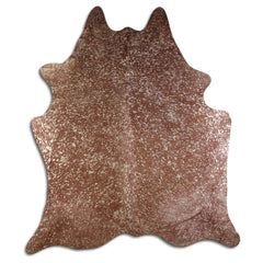 Cowhide Rug Gold Metallic on Brown Large
