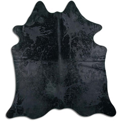 Cowhide Rug Distressed Black Medium