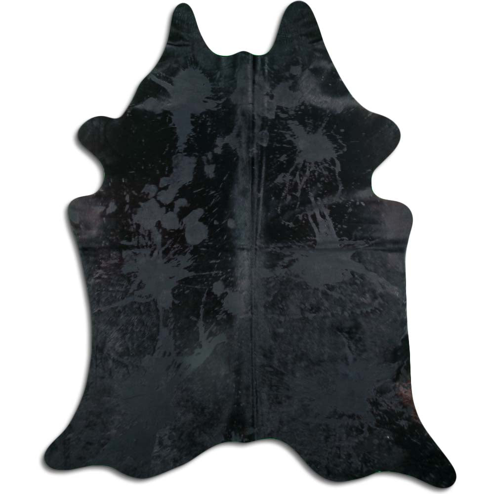 Cowhide Rug Distressed Black Medium