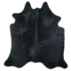 Cowhide Rug Distressed Black Medium