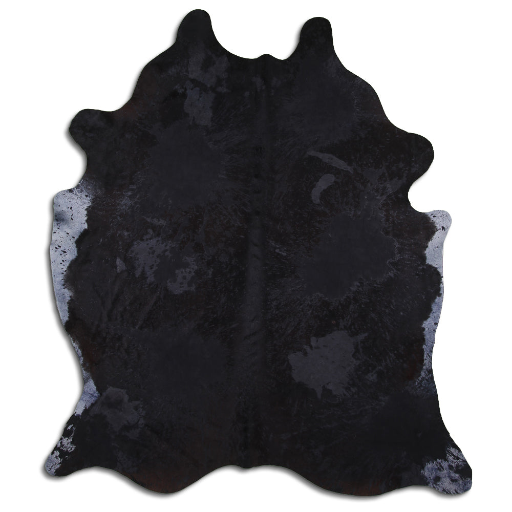 Cowhide Rug Distressed Black Large