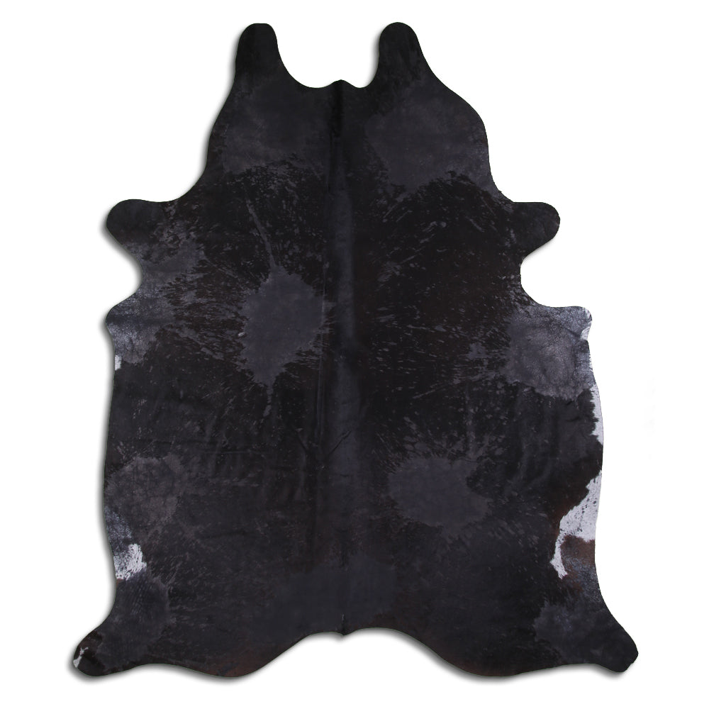 Cowhide Rug Distressed Black Large