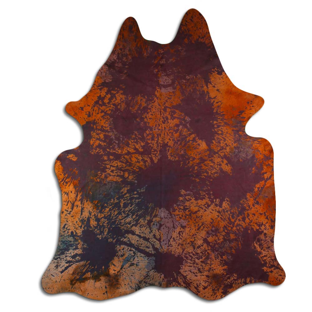 Cowhide Rug Distressed Tie Dye Large