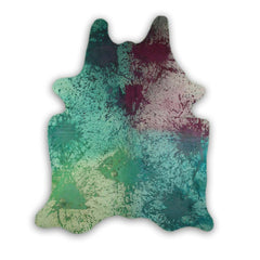 Cowhide Rug Distressed Tie Dye Large