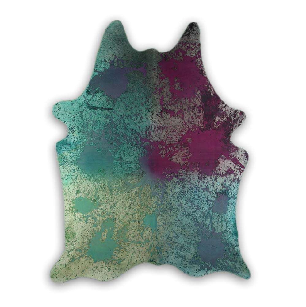 Cowhide Rug Distressed Tie Dye Large