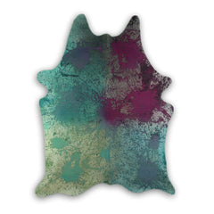 Cowhide Rug Distressed Tie Dye Large