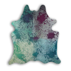Cowhide Rug Distressed Tie Dye Large