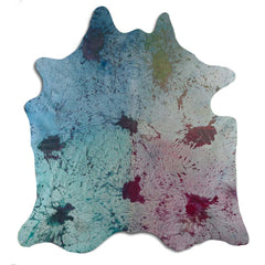 Cowhide Rug Distressed Tie Dye Large