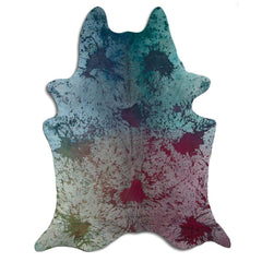 Cowhide Rug Distressed Tie Dye Large