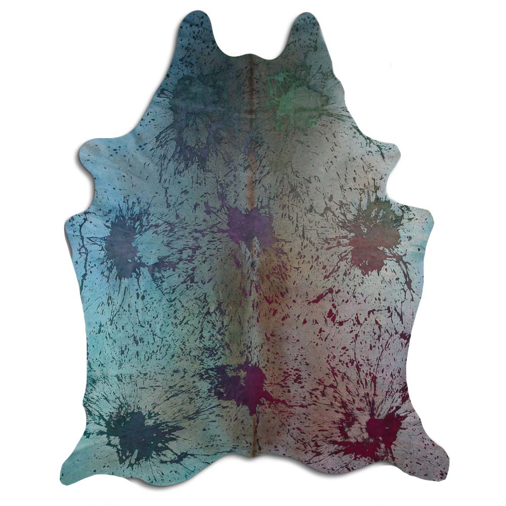 Cowhide Rug Distressed Tie Dye Large