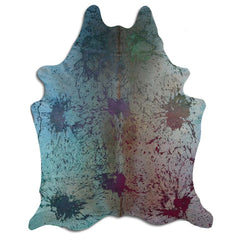 Cowhide Rug Distressed Tie Dye Large