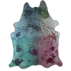 Cowhide Rug Distressed Tie Dye Large