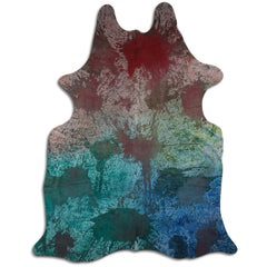 Cowhide Rug Distressed Tie Dye Large