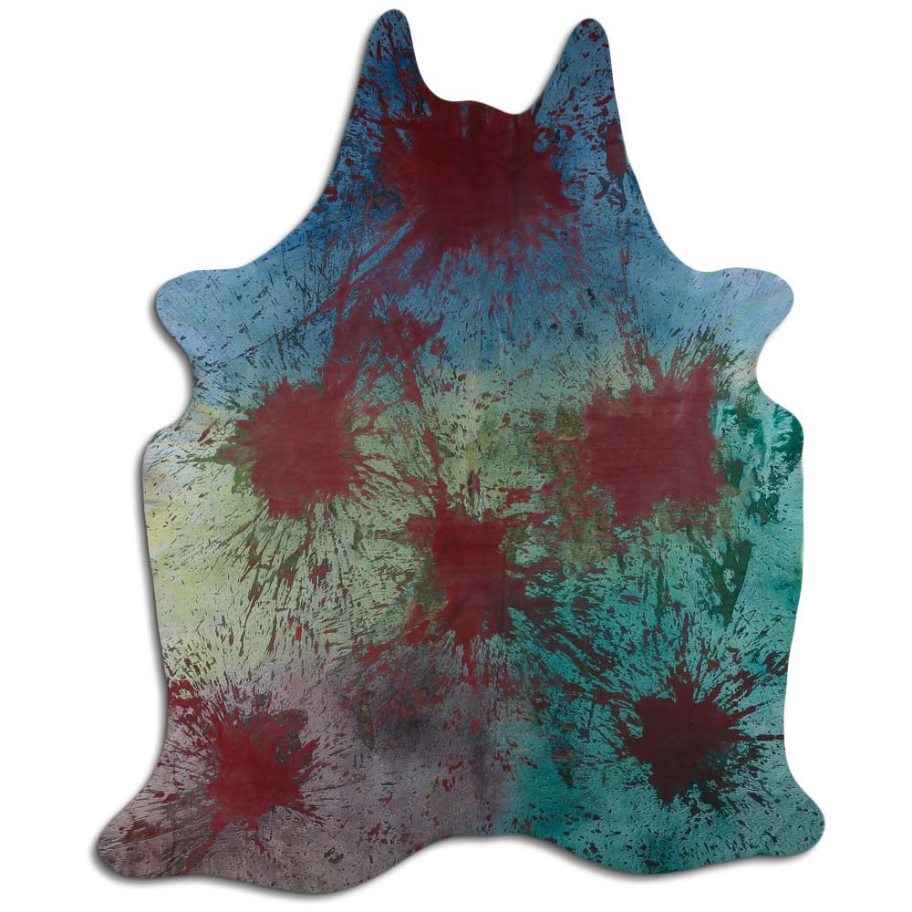 Cowhide Rug Distressed Tie Dye Large