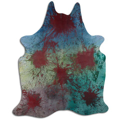 Cowhide Rug Distressed Tie Dye Large