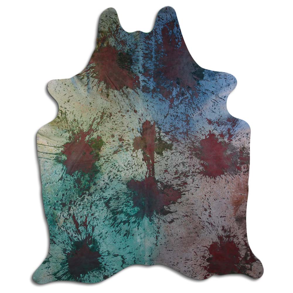 Cowhide Rug Distressed Tie Dye Large