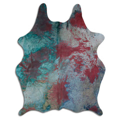 Cowhide Rug Distressed Tie Dye Large