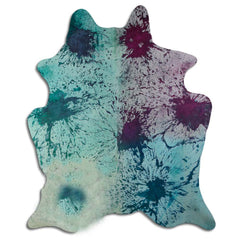Cowhide Rug Distressed Tie Dye Large