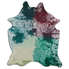 Cowhide Rug Distressed Tie Dye Large