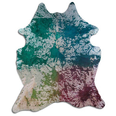 Cowhide Rug Distressed Tie Dye Large