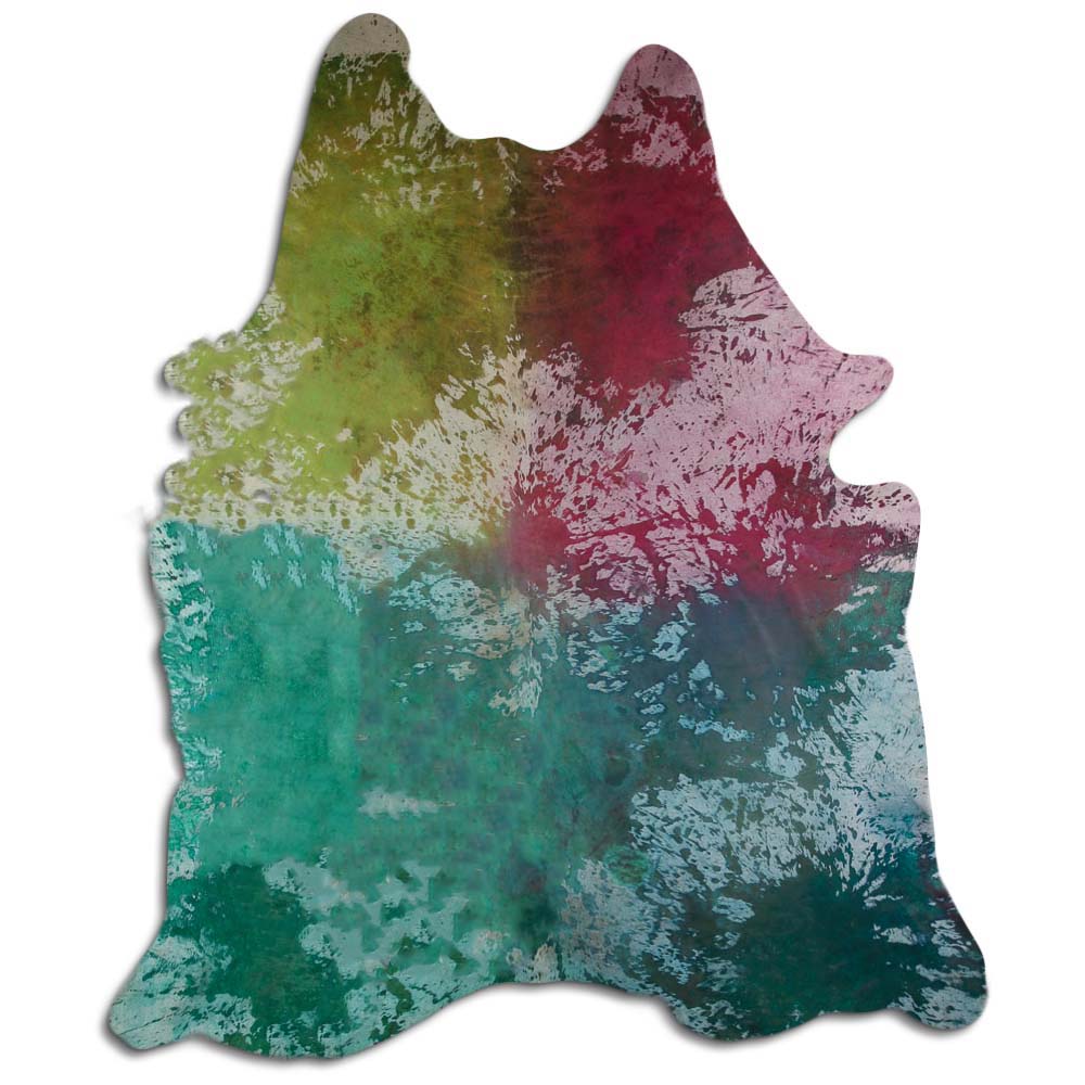 Cowhide Rug Distressed Tie Dye Large