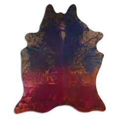 Cowhide Rug Distressed Tie Dye Large