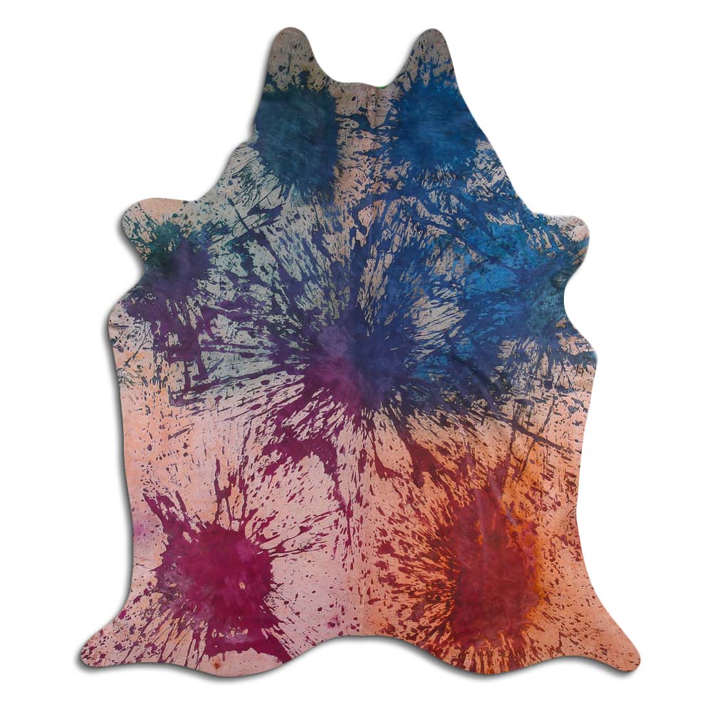 Cowhide Rug Distressed Tie Dye Large