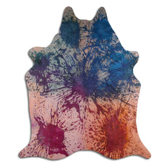 Cowhide Rug Distressed Tie Dye Large