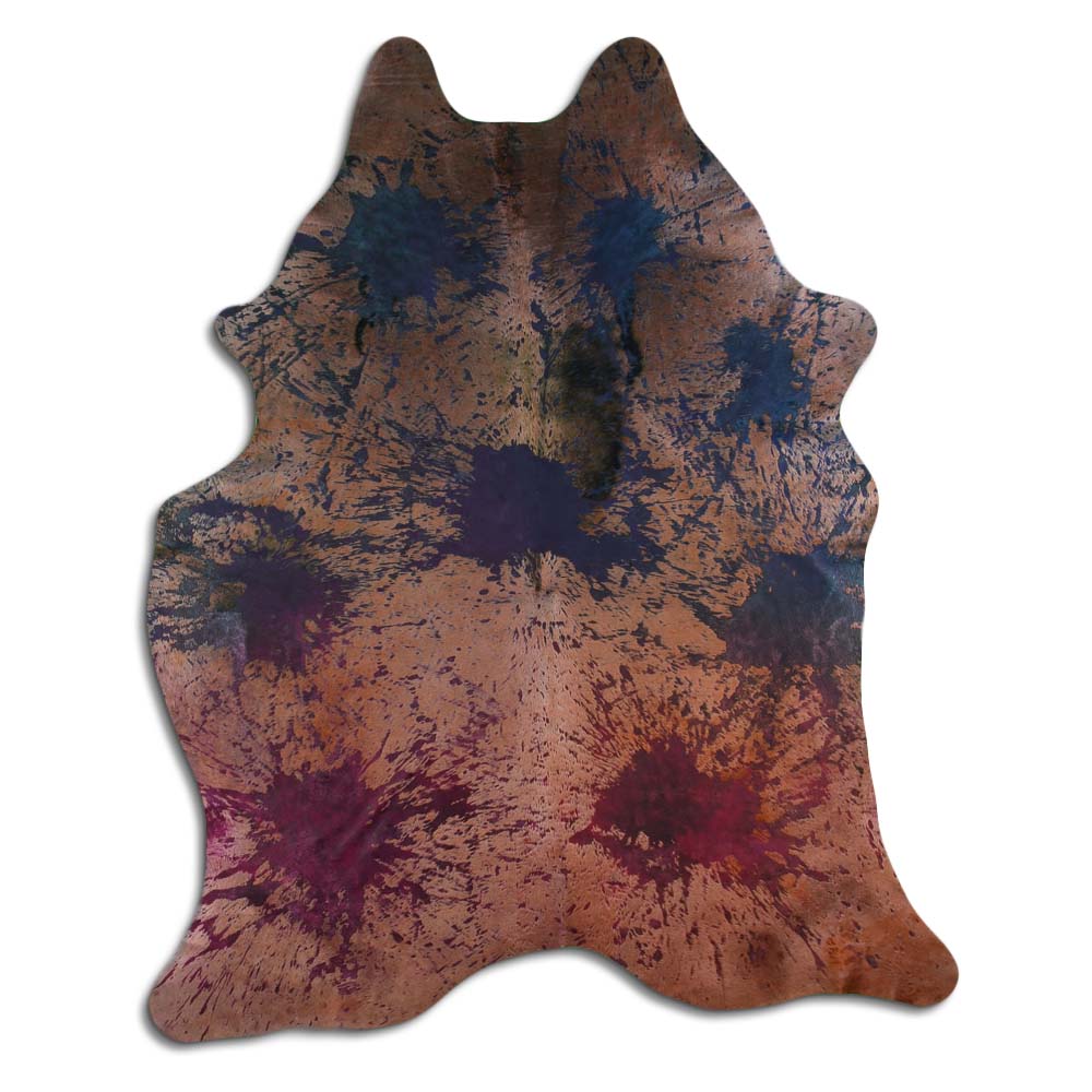 Cowhide Rug Distressed Tie Dye Large