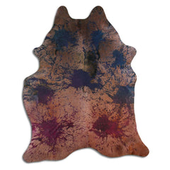 Cowhide Rug Distressed Tie Dye Large