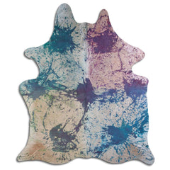 Cowhide Rug Distressed Tie Dye Large