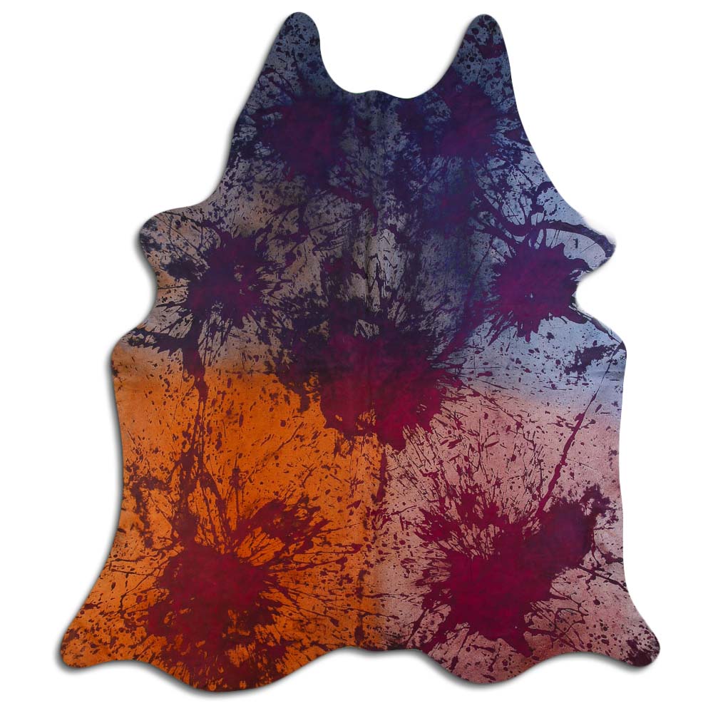 Cowhide Rug Distressed Tie Dye Large