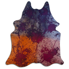 Cowhide Rug Distressed Tie Dye Large